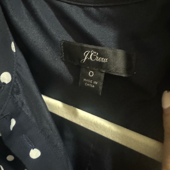 J. Crew button down midi shirt dress navy and polka dots size 0 - Picture 4 of 5